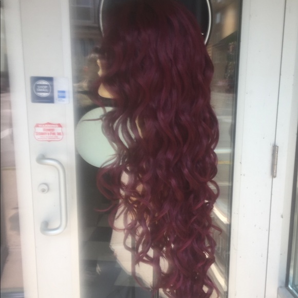 Wig Lacefront 30+ Long Burgundy Curly Wig main image 8